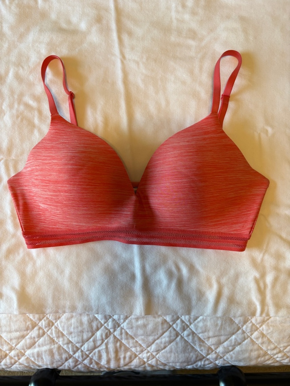 Victoria's Secret 34C Uplift Wireless T-Shirt Bra Coral Heather Orange Pink - Picture 1 of 6